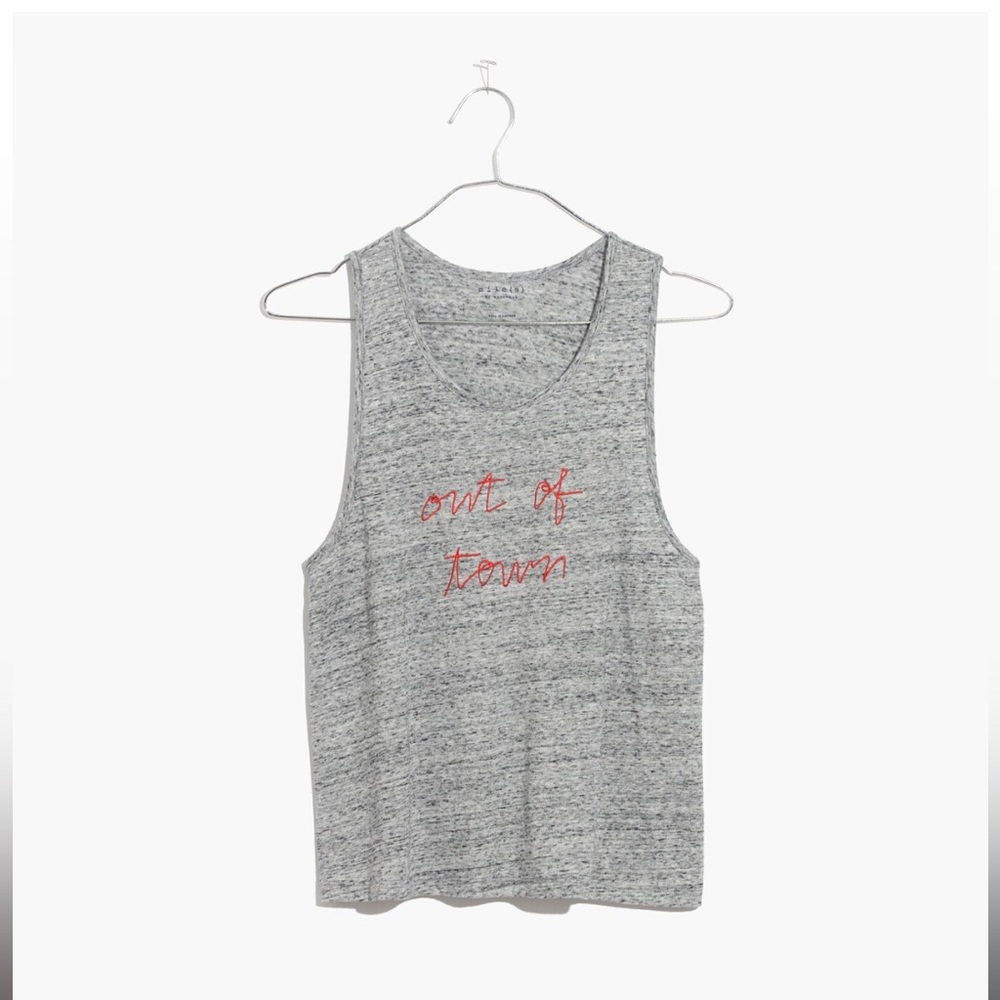 MOVING SALE | Women’s Madewell Embroidered “Out of Town” Racerback Tank Top, XL